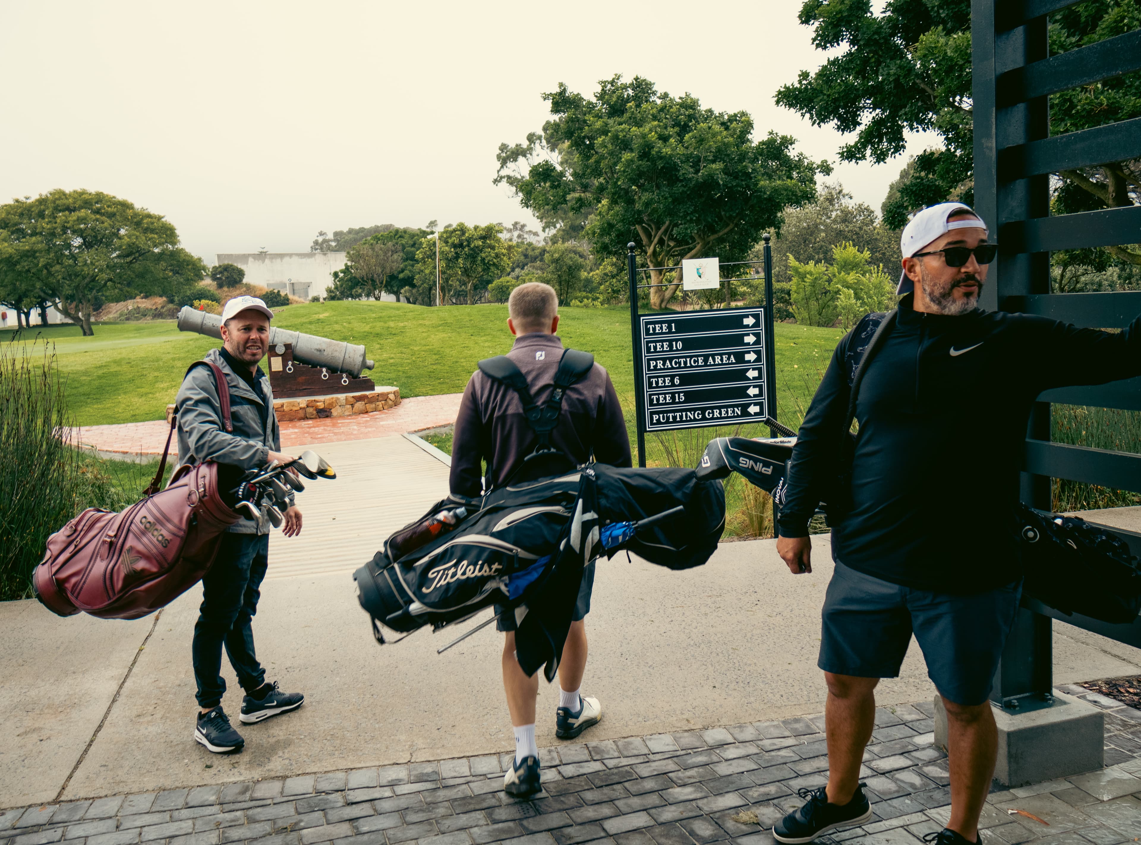 Corporate golfers arriving at the course